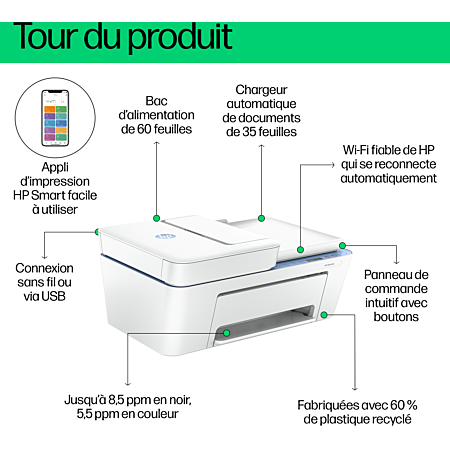 Second image of HP DeskJet 4222e Sans fil All-in-One Couleur Imprimante, Instant Ink Copieur, Scanner